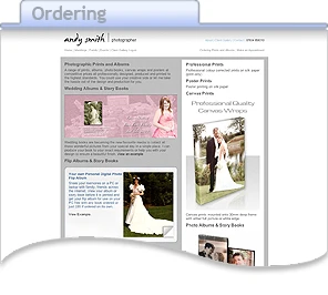 Andy Smith Photography Website Ordering Page Screen Image Andy Smith Photography Website Ordering Page Screen Image